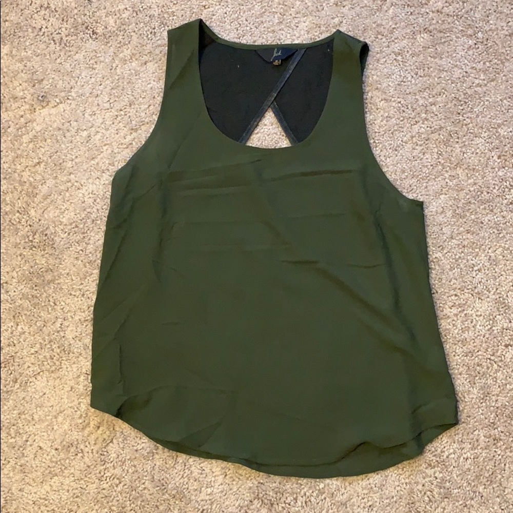 Jack by BB Dakota green & faux leather blouse